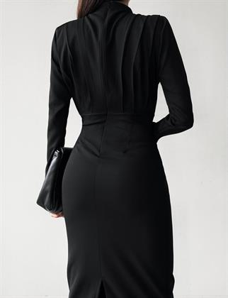 JAMEST ATLAS MİDİ ELBİSE - Siyah