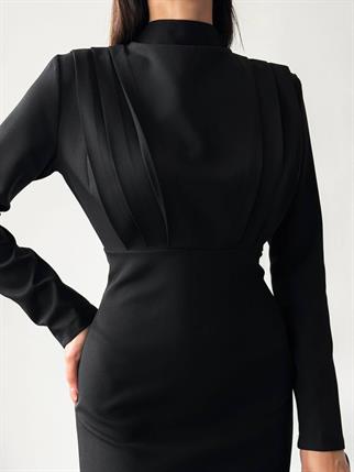 JAMEST ATLAS MİDİ ELBİSE - Siyah