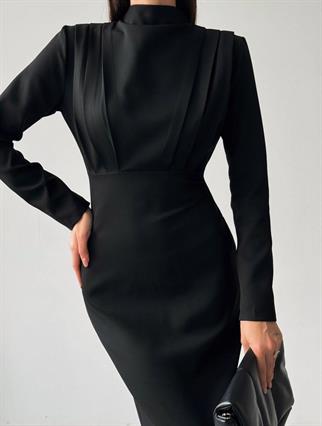 JAMEST ATLAS MİDİ ELBİSE - Siyah