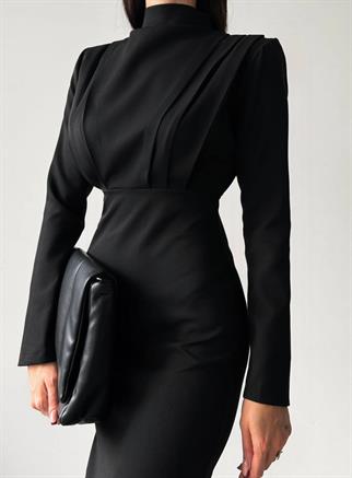 JAMEST ATLAS MİDİ ELBİSE - Siyah