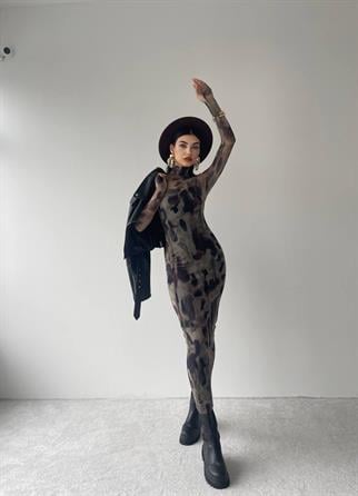 Jerry Streç Uzun Elbise