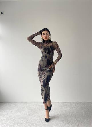 Jerry Streç Uzun Elbise