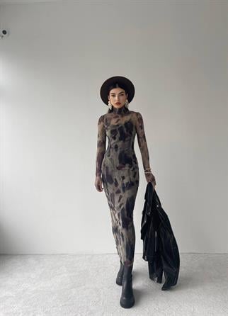 Jerry Streç Uzun Elbise