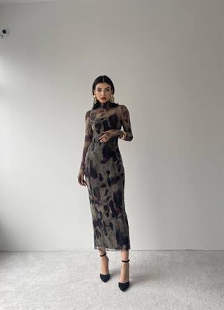 Jerry Streç Uzun Elbise