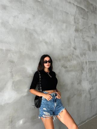 Julia Sırt Detay İpek Kazak - Siyah