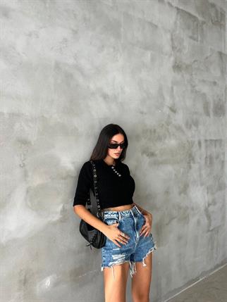 Julia Sırt Detay İpek Kazak - Siyah