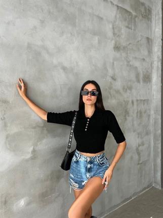 Julia Sırt Detay İpek Kazak - Siyah