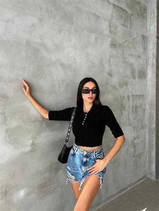 Julia Sırt Detay İpek Kazak - Siyah