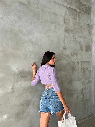 Julia Sırt Detaylı İpek Kazak - Lila