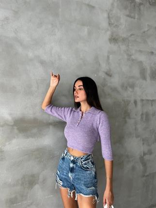 Julia Sırt Detaylı İpek Kazak - Lila