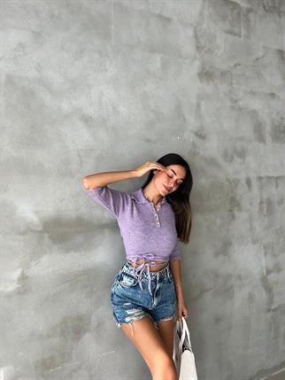 Julia Sırt Detaylı İpek Kazak - Lila