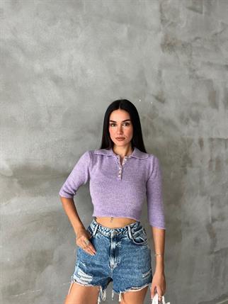 Julia Sırt Detaylı İpek Kazak - Lila