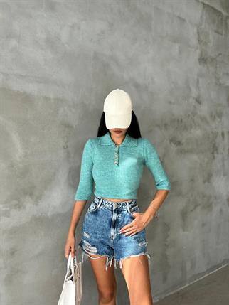 Julia Sırt Detaylı İpek Kazak - Yeşil