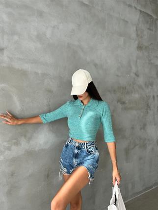 Julia Sırt Detaylı İpek Kazak - Yeşil