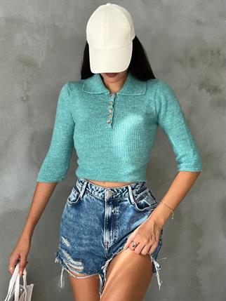 Julia Sırt Detaylı İpek Kazak - Yeşil