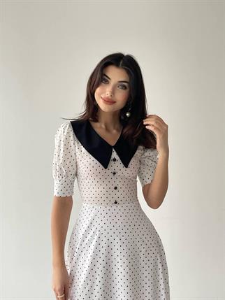 Julye Sivri Yaka Midi Boy Elbise 