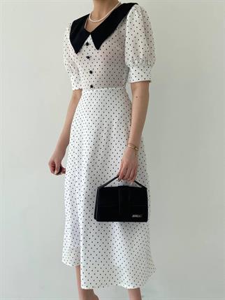 Julye Sivri Yaka Midi Boy Elbise 