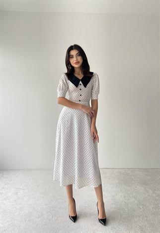 Julye Sivri Yaka Midi Boy Elbise 