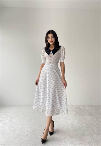 Julye Sivri Yaka Midi Boy Elbise 