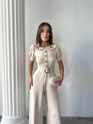 Kadın Tasarım Kemerli Düğme Detaylı Alvin Tulum