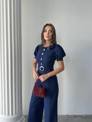 Kadın Tasarım Kemerli Düğme Detaylı Alvin Tulum