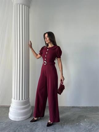 Kadın Tasarım Kemerli Düğme Detaylı Alvin Tulum