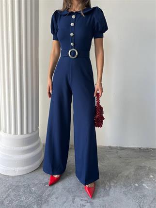 Kadın Tasarım Kemerli Düğme Detaylı Alvin Tulum