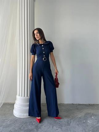 Kadın Tasarım Kemerli Düğme Detaylı Alvin Tulum