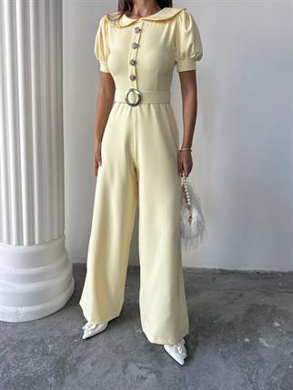 Kadın Tasarım Kemerli Düğme Detaylı Alvin Tulum