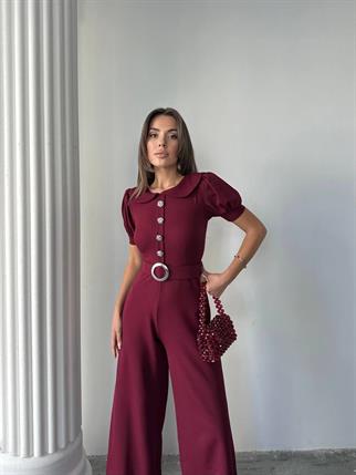 Kadın Tasarım Kemerli Düğme Detaylı Alvin Tulum