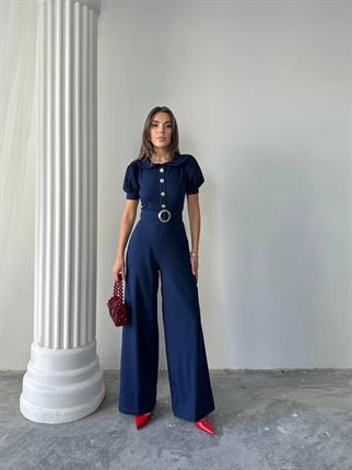 Kadın Tasarım Kemerli Düğme Detaylı Alvin Tulum