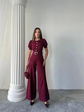 Kadın Tasarım Kemerli Düğme Detaylı Alvin Tulum