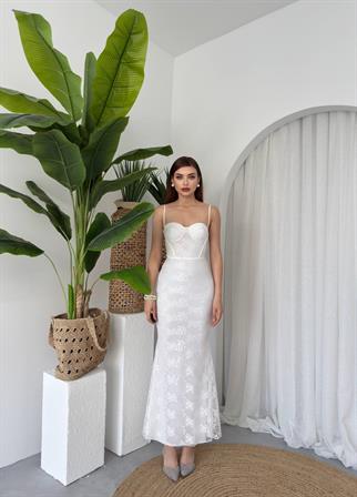 Kalp Yaka Dantel Askılı Juana Elbise