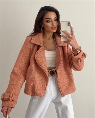 Karla Dokuma Crop Ceket 