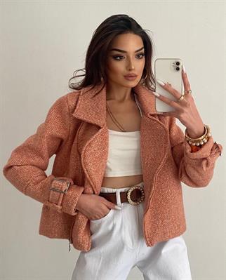 Karla Dokuma Crop Ceket 