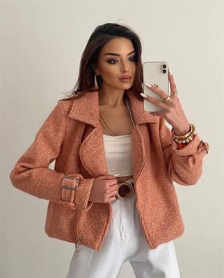 Karla Dokuma Crop Ceket 