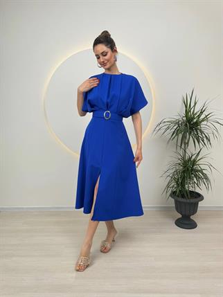 Kemer Detaylı Anjeli Midi Elbise