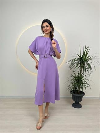 Kemer Detaylı Anjeli Midi Elbise