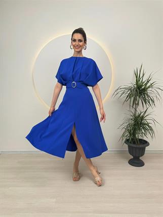 Kemer Detaylı Anjeli Midi Elbise