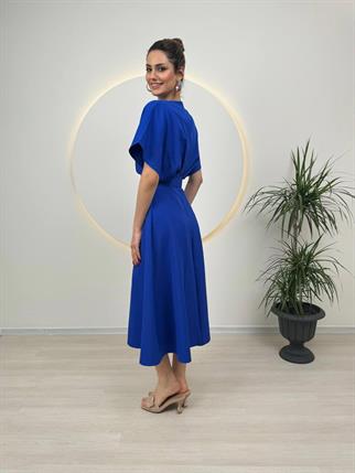 Kemer Detaylı Anjeli Midi Elbise