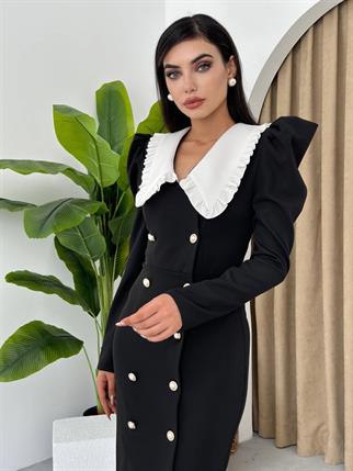 Kila Bebe Yaka Tasarım Düğmeli Uzun Elbise