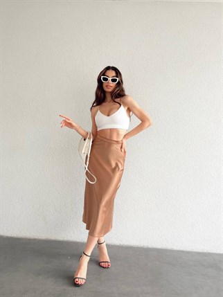 KİLOŞ SATEN ETEK - Kahve