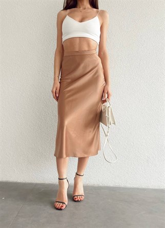 KİLOŞ SATEN ETEK - Kahve