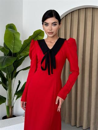 Lavinya Karpuz Kol Uzun Elbise