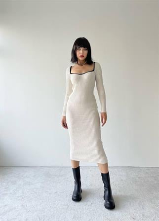 Layla Triko Elbise - Bej