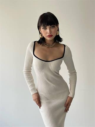 Layla Triko Elbise - Bej