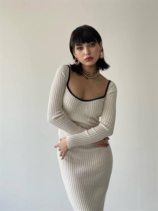 Layla Triko Elbise - Bej