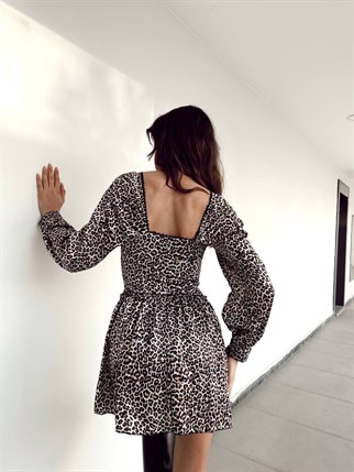LEOPAR SATEN ELBİSE