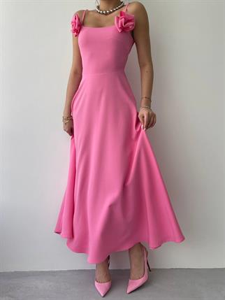 Luna Kiloş Gül Aksesuarlı Elbise