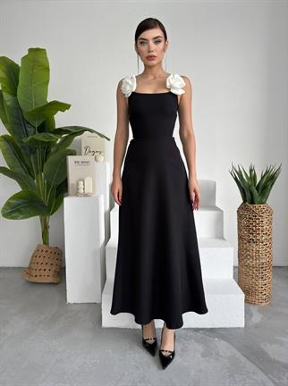 Luna Kiloş Gül Aksesuarlı Elbise